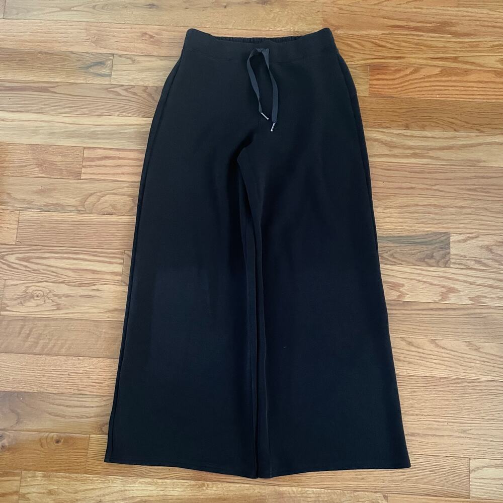 Spanx Womens Large AirEssentials Wide Leg Pants Black Lounge Travel Pull On